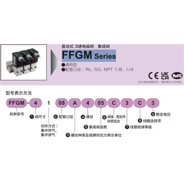 CKD喜開理多種流體直動(dòng)式3通電磁閥集成閥FFGM-3100CS02A3A1