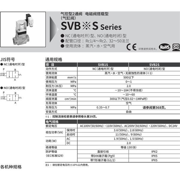 CKD喜開理氣控型2通閥（氣缸閥）SVB2S-20A-02CS-AC100V